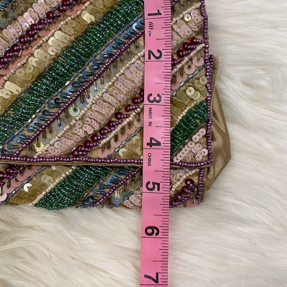 Multicolored Beaded & Sequence Rowed Clutch - image 3